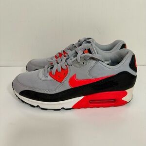 Nike Air Max 90 Gray and Bright Red Shoes
